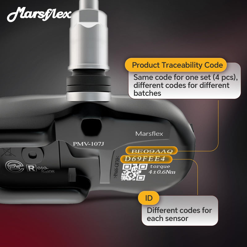 Marsflex TPMS Sensor 42607-33021 Fit for Toyota Lexus Rav4 Camry 4Runner Tacoma Corolla, Tire Pressure Monitoring Sensors Replacement PMV-107J 42607-33011 315MHz 4Pcs 4 pcs Metallic Black