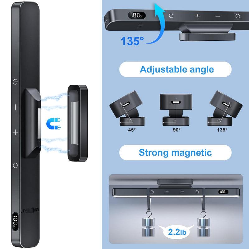 WILLED 3W Dimmable Mirror Lights,3 Colors Adjustable Wall Light with 120 LED,Touch Control,2000mAh Rechargeable Battery Makeup Light, Magnetic Stick Light Bar for Cabinet,Kitchen,Closet,Bedside,Desk Touch Control