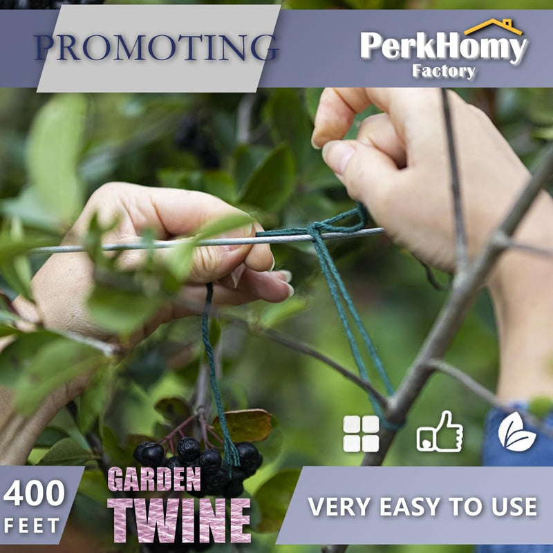 PerkHomy Garden Twine Strong Natural Jute 400 Feet Long Brown Twine for Gardening Tomato Climbing Plant Tie Floristry Crafts Gift Wrapping Packing Decor (Brown 2mm * 400feet) 2mm x 400ft