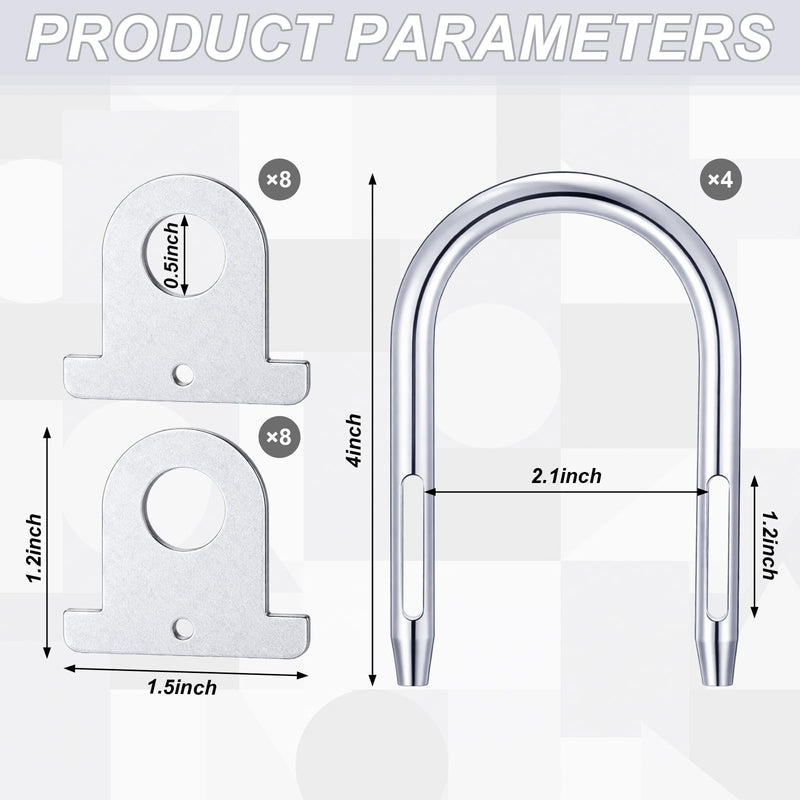 4 Sets 2 Lock Gate Padlock Lock System Include U Bolt and Links for School Districts Federal Government Utility Companies and More(Padlocks Not Included) 4