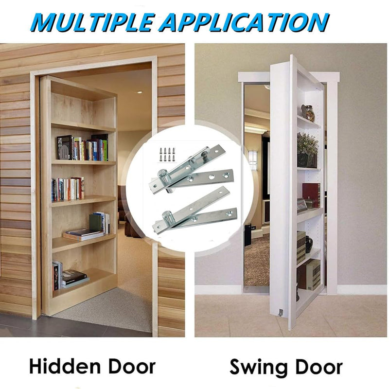 Door Pivot Hinges Heavy Duty for Wood Doors, 360 Degree Hidden Door Hinge for Secret Door,Stainless Steel Invisible Door Pivot Hinge for Bookshelf