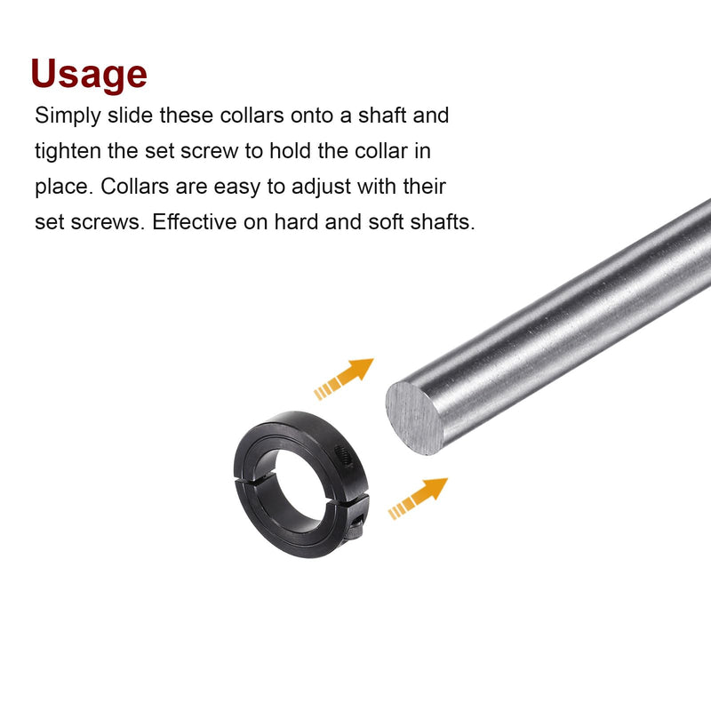 HARFINGTON 2pcs Shaft Collars for 1-1/4" ROD, 2-1/16" OD, 1/2" Width, Black Oxide Plating, Double Split Axle Clamp-On Collar Clamping Collar with Set Screw 1-1/4" Bore