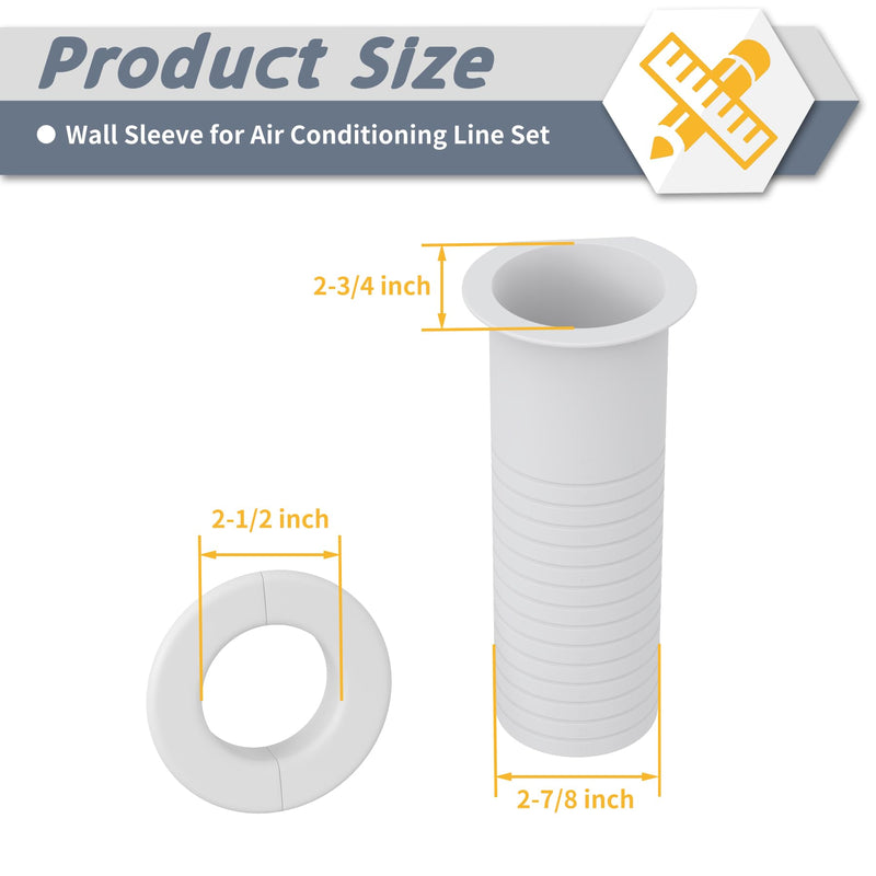 Flamorrow Mini Split Cover Wall Sleeve for Air Conditioning Line Set Covers, AC Sleeve Through Wall for Outside Air Conditioning Line Sets, Pipe Accessories