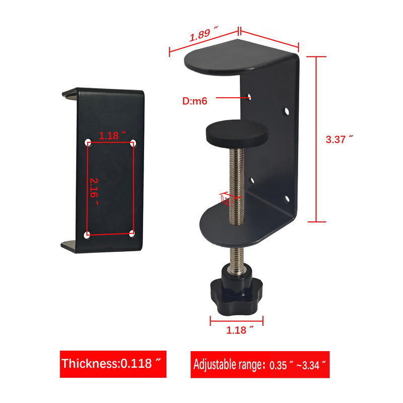 3 inch C-Clamp with Four Small Holes in the back, 2-Pack Adjustable Desk C Clamps for Range 0.39"~3.5", Versatile Clamp for Brake, Parts Assembly, Fastening, Welding, Woodwork, Metal Work 3 in