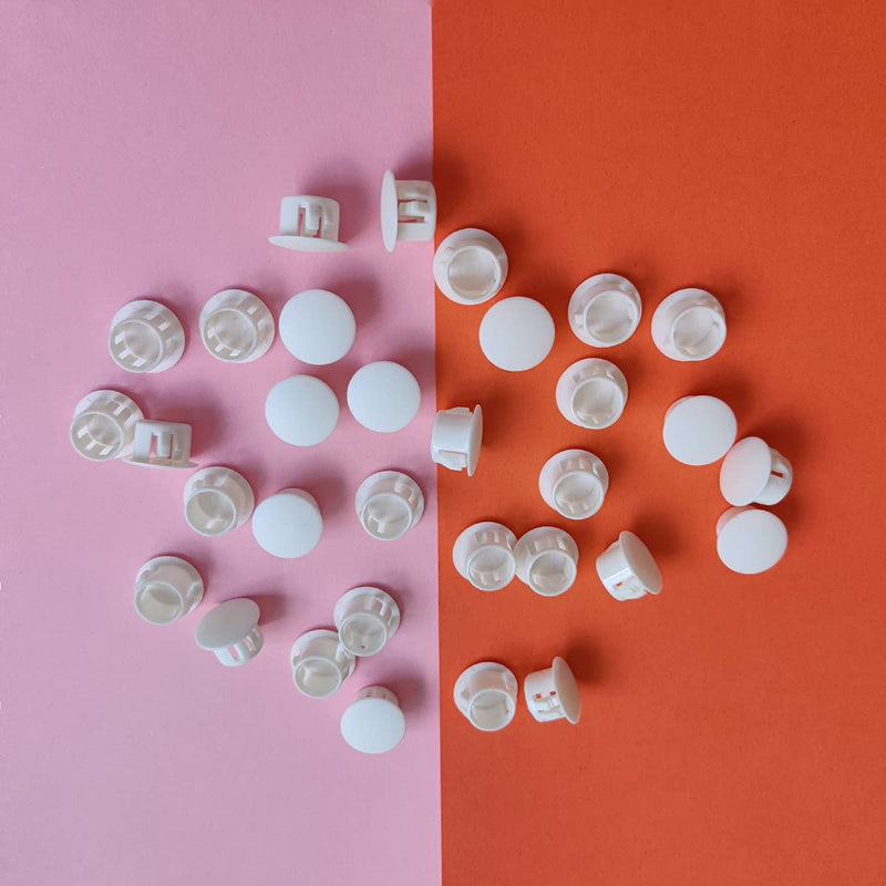 30 Pcs White Hole Plugs 13mm (1/2") White Plastic Hole Plugs White Plastic Plugs for Holes Hardware Plugs Cabinet Hole Plugs Screw Hole Plugs Plastic Plugs for Holes (White) 13mm (1/2")