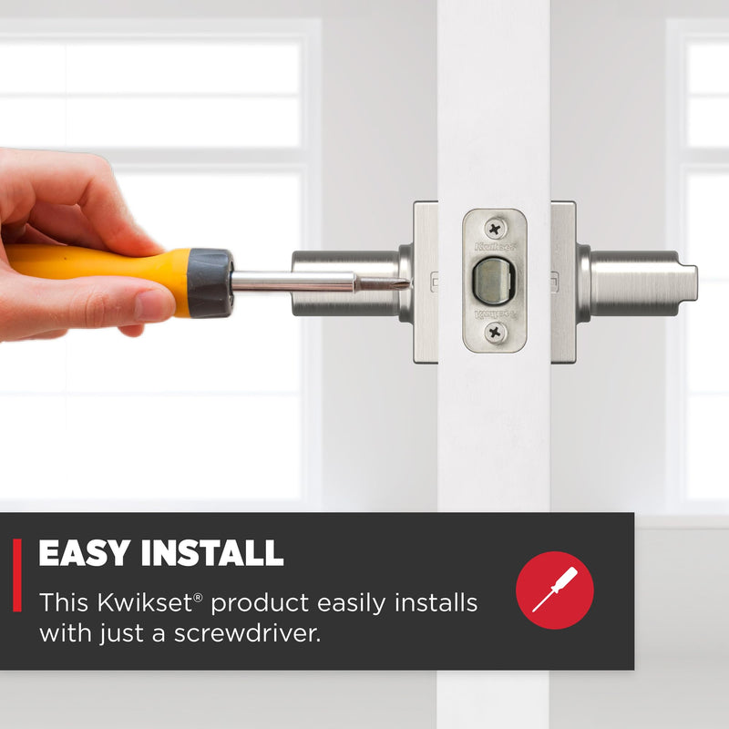 Kwikset Casey Interior Privacy Door Handle with Lock, Door Lever For Bathroom and Bedroom, Satin Nickel Reversible Keyless Turn Lock, with Microban Protection 1 Pack