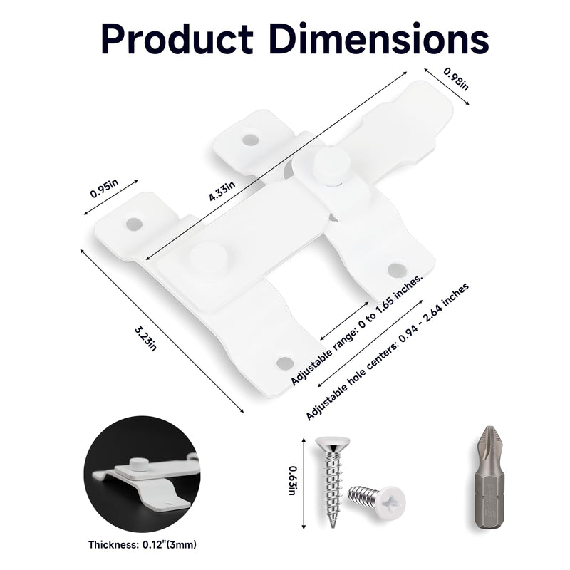 4.5" White Flip Latch, Heavy-Duty SUS304 Stainless Steel Gate Lock with White Screws & Free Driver Bit for Fence, Barn, Sliding & French Doors