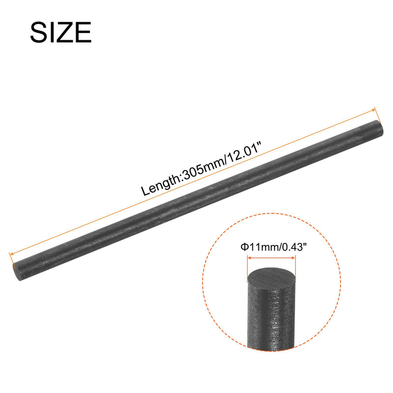 MECCANIXITY Graphite Rod, Graphite Stirring Rod Cylinder Stick Carbon Rod 305x11mm Black for Electrode, Melting Casting, Crucibles, Pack of 1
