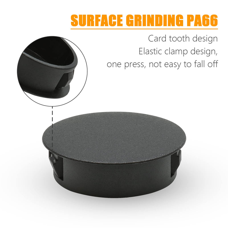 15PCS 50mm/2" Black Hole Plugs Plastic Flush Type Hole Plugs Snap in Locking Hole Tube, Furniture Fencing Post Pipe Insert End Caps (Black) 50mm (2")