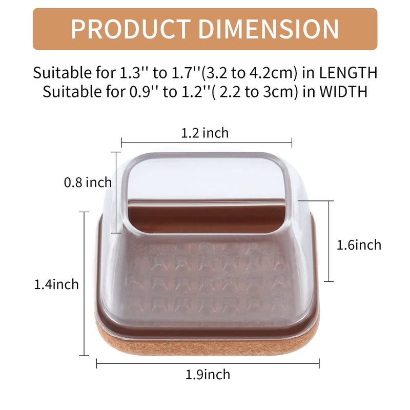 16 PCS Rectangle Clear Silicone Chair Leg Floor Protectors with Felt, Rectangle Chair Leg Caps, Chair Leg Covers Cups for Chair Table Desk, Anti- Scratches and No Noise, Fit L :1.3-1.7", W: 0.9-1.2" L(Fit: L :1.3-1.7", W: 0.9-1.2")