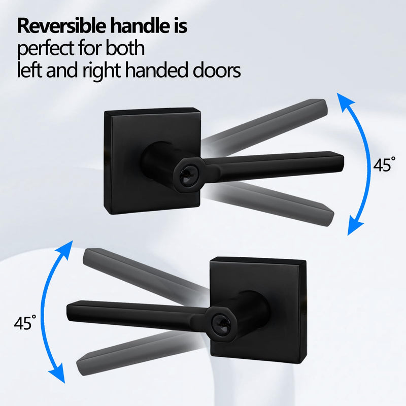 NEWBANG Square Heavy Duty Keyed Entry Combo with deadbolt and Lever Door Handle in Matte Black (for Entrance/Exterior/Front/Office Door) Left or Right Handed 1 Pack