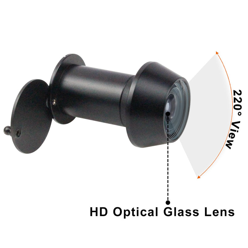 Earl Diamond - Peep Holes for Door, Solid Brass 220-Degree Door Viewer Peephole with Heavy Duty Rotating Privacy Cover for 1-3/8" to 2-23/64" Doors for Home Office Hotel, Hole 22 Black