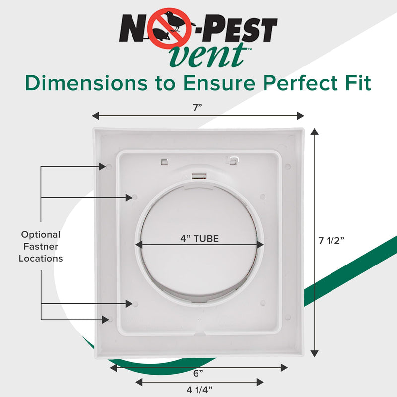 Exclusive Dual Door Dryer Vent Cover Outdoor 4 inch, Made in USA w Highest UV Resistant Plastic in any Outdoor Vent Cover (White, 4 inch W/O Duct Tube) White