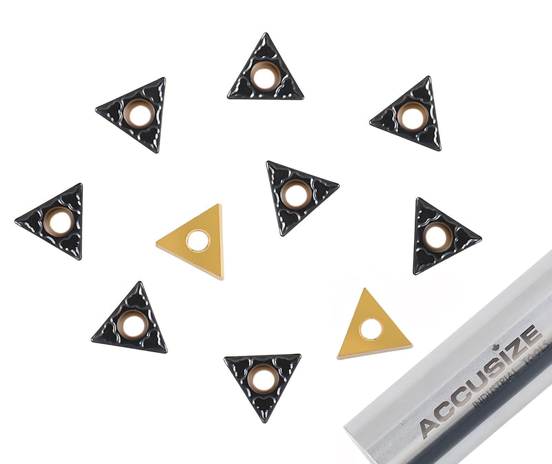 Accusize Industrial Tools Carbide Inserts, TCMT21.51-P3, 2224-1028 | CVD Coated, 1/4 in I.C, 3/32 in Thick, 0.110 in Hole, 1/64 in Radius, 10 Pcs/Box TCMT21.51, CVD Coating