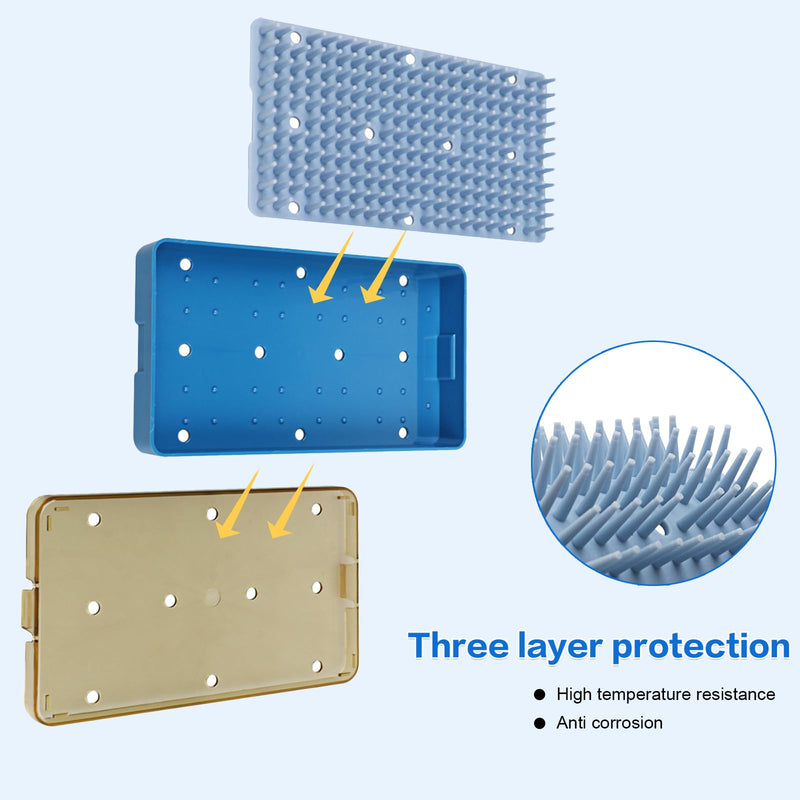 Plastic Autoclavable Instruments Storage Box S/M/L Size For Instruments Sterilization Tray Case with Silicone Mat (S SIZE) S SIZE