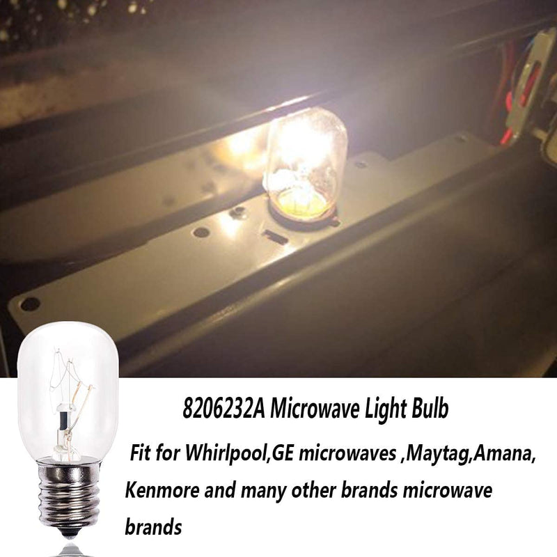 8206232A Microwave Oven Light Bulbs,6 Pack 40w 125v E17 Under Hood Microwave Oven Light Replacement Parts,Exact Fit for Whirlpool Maytag Microwaves - Lava Lamp Salt Bulbs 8206232A /E17 Base
