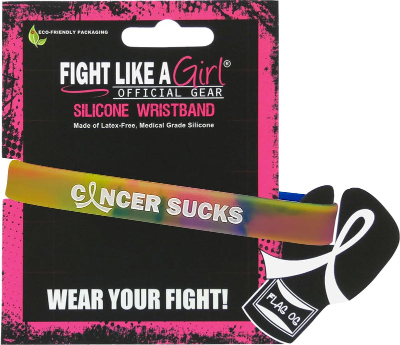 Cancer Sucks Silicone Wristbands for Awareness for All Cancers - Rainbow Tie-Dye (10 Pack) Rainbow Swirl