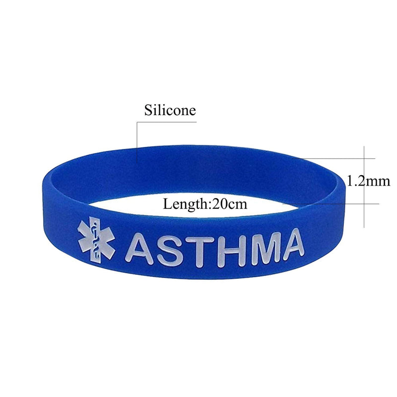 Lyndong 5 Pack Asthma Silicone Medical Alert Emergency Bracelet Wristbands