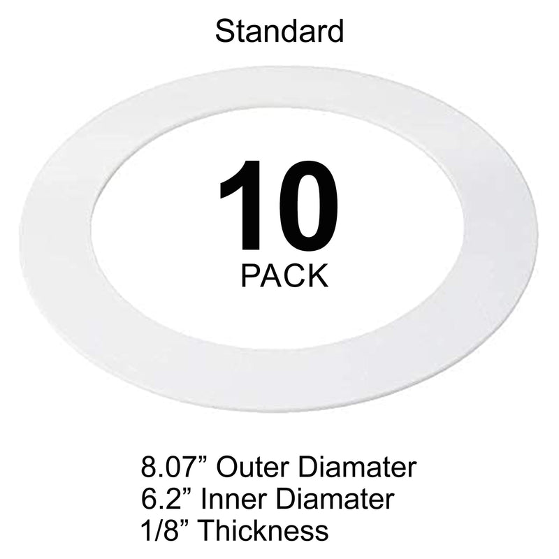 10 Pack Gloss White Goof Trim Ring for 6" Inch Recessed Lighting Trims Can Lighting Down Light, Outer Diameter 8 Inches 10 Pack