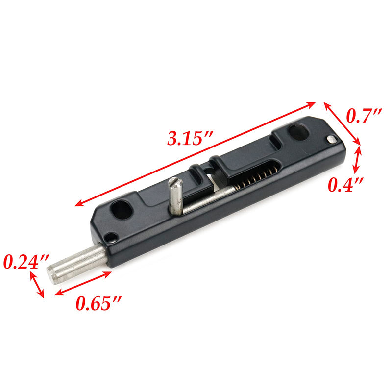 2 Pcs Spring Loaded Latch, Spring Loaded Barrel Bolt Latch Normally Locked Flush Bolt for Industrial Device Door Equipment Door (3-1/8", Black) Right latch style four