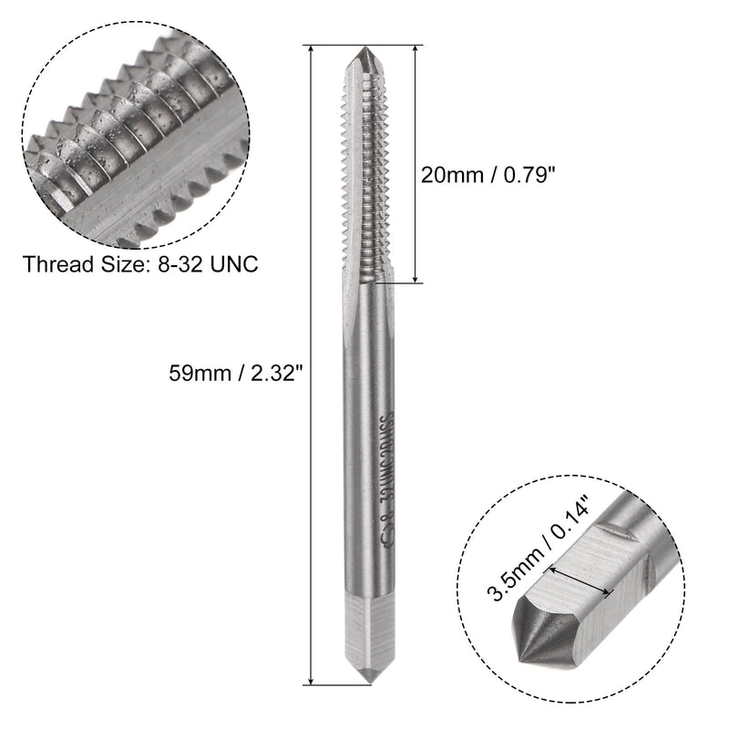 uxcell 10pcs Machine Thread Taps 8-32 UNC 2B High Speed Steel 6542 Straight Flute Screw Thread Milling Taps Threading Tapping Repair Tools