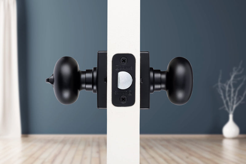 BRINKS – Contemporary Privacy Locking Interior Ball Door Knob, Matte Black - Designed for Sleek and Modern Homes and Blends Seamlessly with Interior Décor (E2436-122) (3 Pack) 3