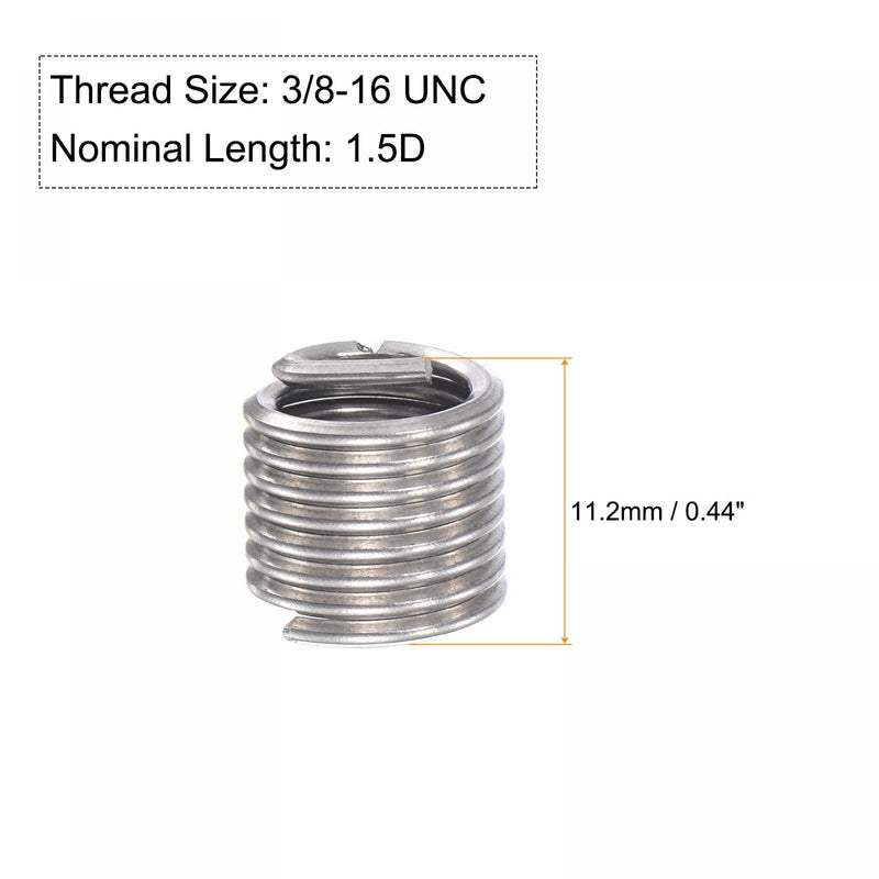 uxcell Wire Thread Inserts 3/8-16 UNC 1.5D 304 Stainless Steel Helical Type Coiled Wire Screw Repair Threaded Sleeve Steel Sheath 10pcs