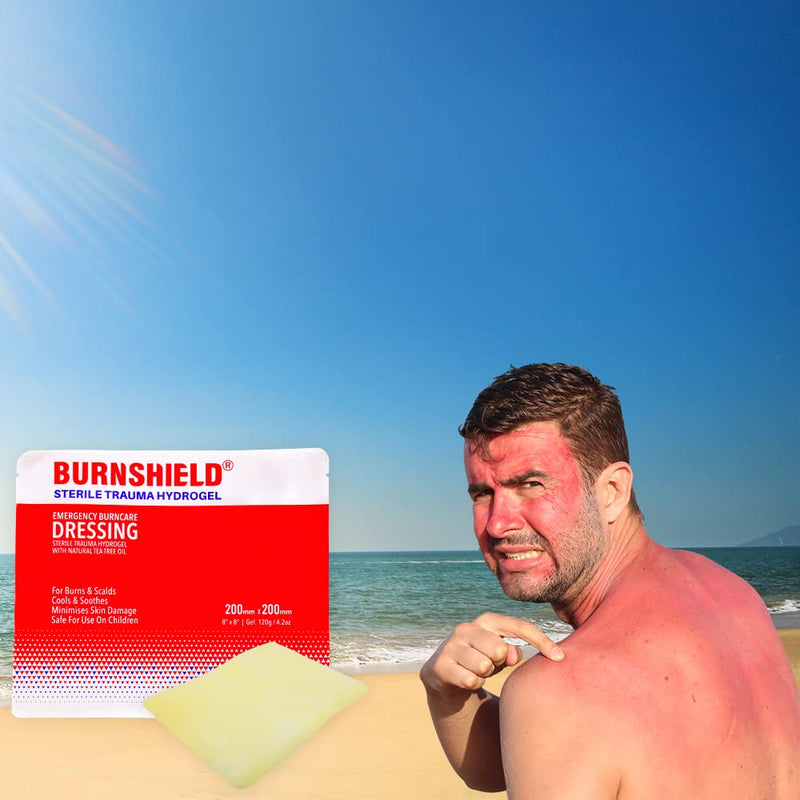 Burnshield Sterile Emergency Burn Dressing 8”x8” (20cm x 20cm)”Cools The Burn” – 3 Pack