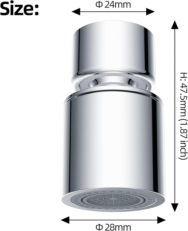 Hibbent NSF/ANSI/CAN 61 Certified Faucet Aerator, CUPC Certification 360° Swivel Kitchen Sink Aerator, Dual-function Sprayer Faucet Head, Faucet Replacement Part 55/64 Inch Female Thread - Chrome 1 - NewNest Australia