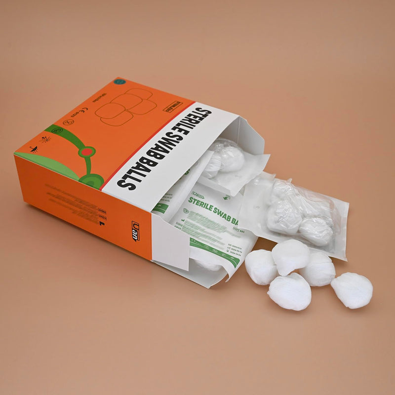 Sterile Cotton Balls for Medical Use, 100% Nonwoven Balls for Sensitive Skin, Sterile Individually Packaged, Size XL (16 Pack/Box)