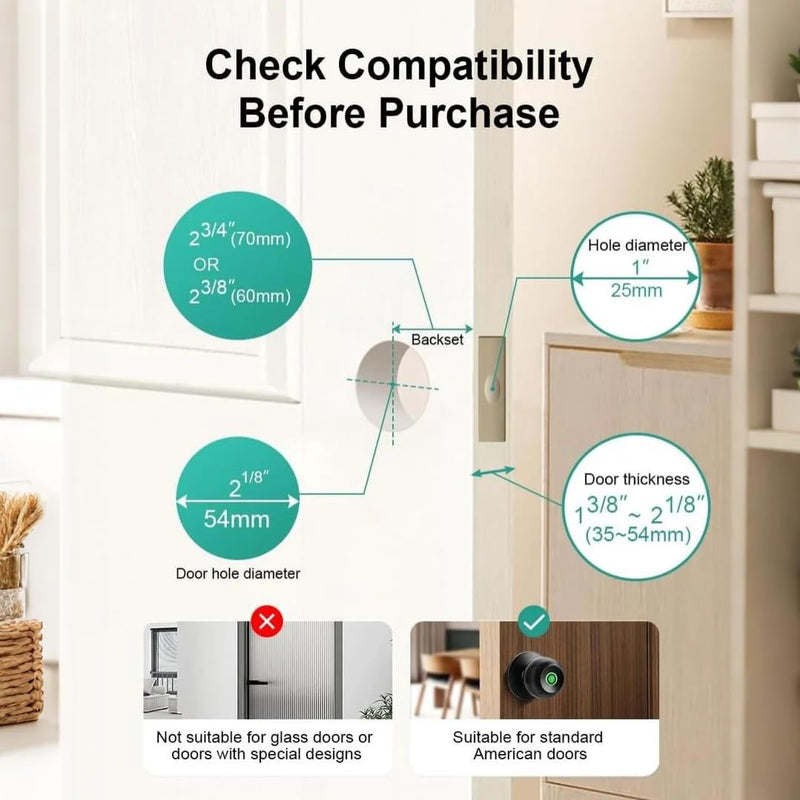 NexusLab Smart Door Knob with Fingerprint, Keyless Entry Door Lock for Bedroom, Home Office & Apartment, Biometric Door Handle with App Control, Auto Lock, Easy DIY Installation, Matte Black