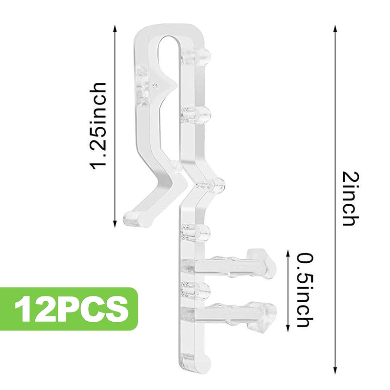 12pcs 2-1/8 inch Valance Clips for Blinds, Hidden Channel Valance Clips, Clear Plastic Valance Clips for The Valance with a Groove in The Back, Blind Cover Clips