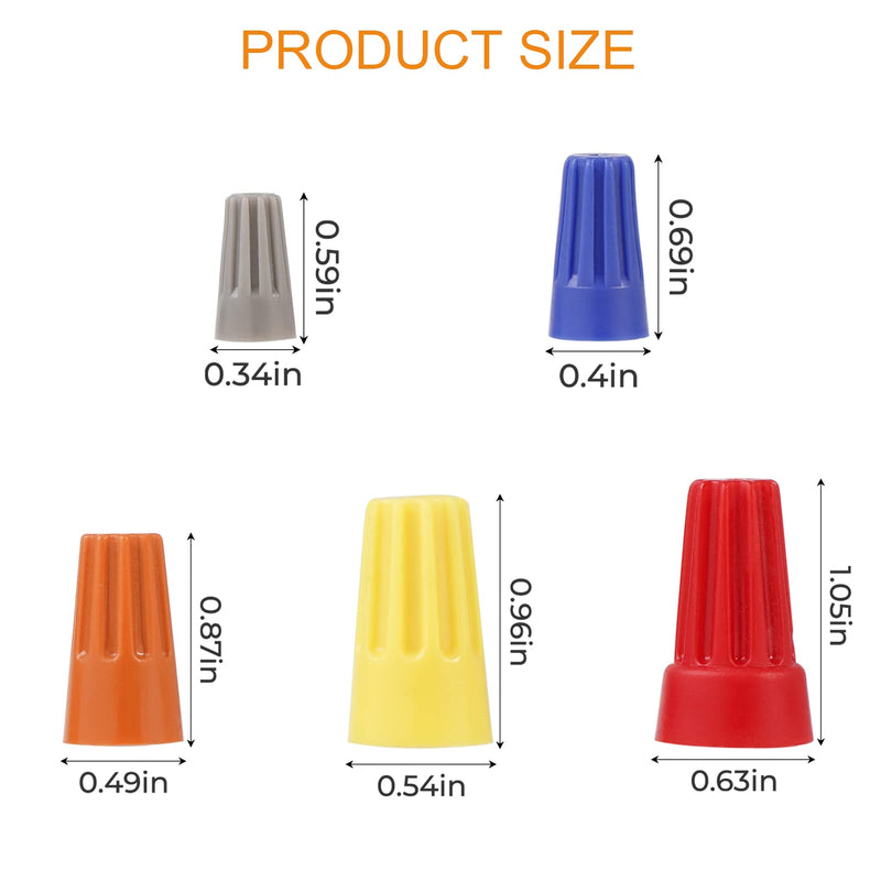 600PCS Wire Connectors Nuts 18-16 AWG Electric Wire Caps Insulating Insert Twist Electrical Wire Connectors Orange Wire Assortment Nuts for Quick Connection