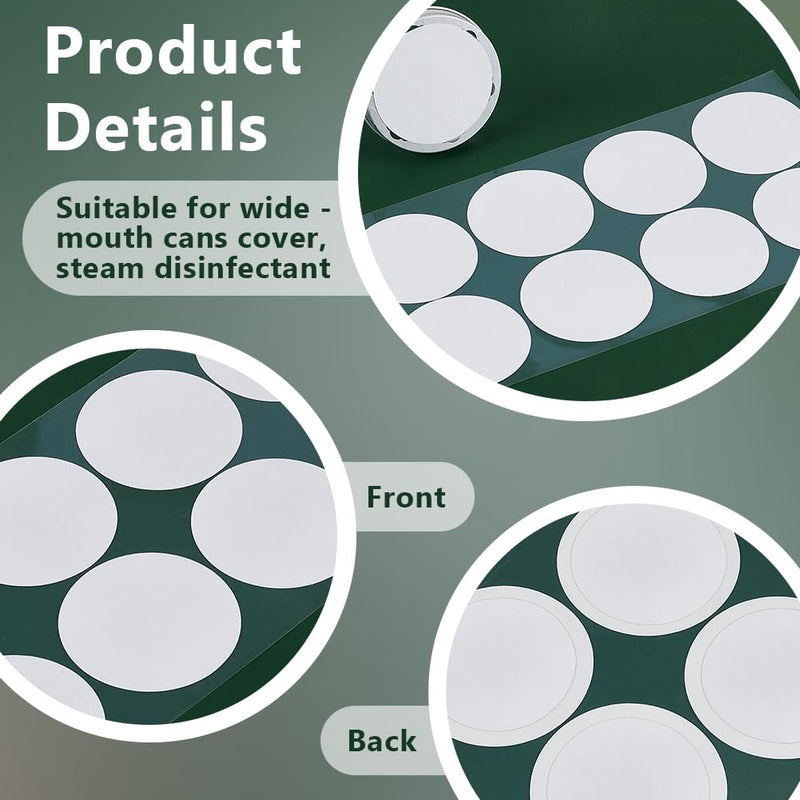OLYCRAFT 24pcs/3 Sheets White Filter Paper Stickers 2.3 inch Dia Adhesive Filter Disks 0.5mm Thick Round Filter Patch Sticker Wide Mouth Mason Jar Filter for Mushroom Cultivation 59x0.5mm