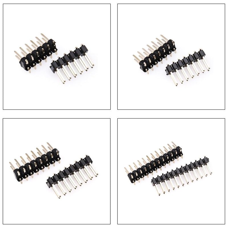 2.54mm SMD Header Connector Kit, 2 Row Male Pin Header Strip, Black, Plastic, PCB Mount, 252 Contacts, 100 Positions, 2 Poles, 2-12P, DIY Electronics Hobbyists 2 Row-Male-Pins