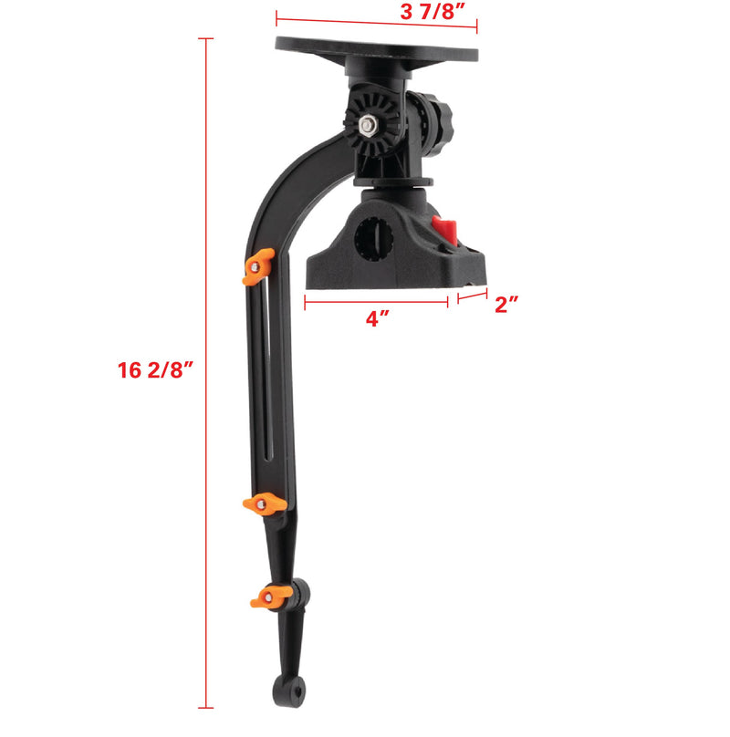 Extreme Max 3006.8669 Universal Fish Finder Head Unit & Transducer Arm Rod Holder Mount for SUPs & Kayaks, Black