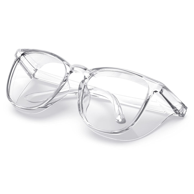 TOREGE Eye Protection Glasses,Fashionable Safety Glasses With Clear No Fog Lenses,Great Safety Goggles For Men&Women(Transparent White&Clear Lens) Transparent White&clear Lens