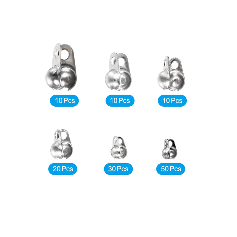 MECCANIXITY Ball Chain Connector, Stainless Steel Ball Tips Clamshell Style Crimp Link Connection Fit for 2/2.4/3.2/4.5/5/6mm Ball Chain, Pack of 130