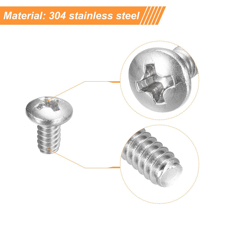 uxcell #6-32x1/4 Pan Head Machine Screws, 304 Stainless Steel 18-8 Screw, Phillips Drive, Fully Threaded, Bright Finish, Pack of 25 #6-32x1/4"