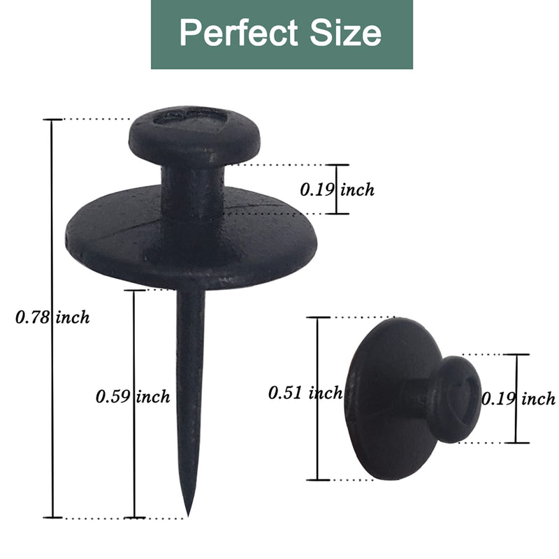 30 PCS Push Pins Picture Hangers Wall Hooks, Double Headed Thumb Tacks for Wall Hangings, Renter Friendly Decor Small Picture Frame Hangers for Drywall Cork Board Home Office Photo Decorations(Black) Black