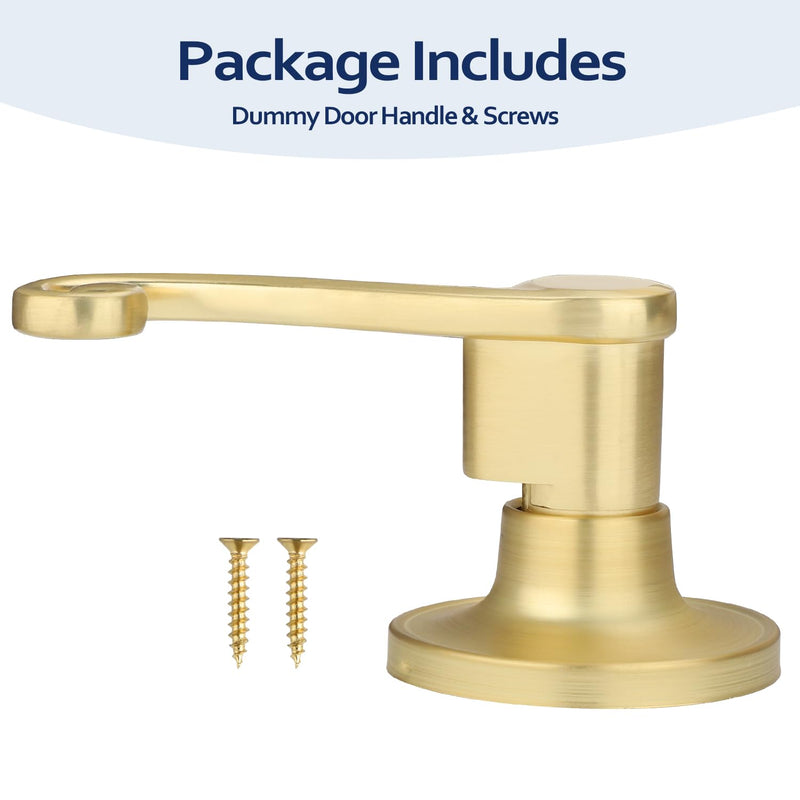 Gold Door Lever 2 Pack, Non-Turning Dummy Door Levers, Left-Sided, Closet/Pantry Door Handle, Wave Design Dummy - Left-sided