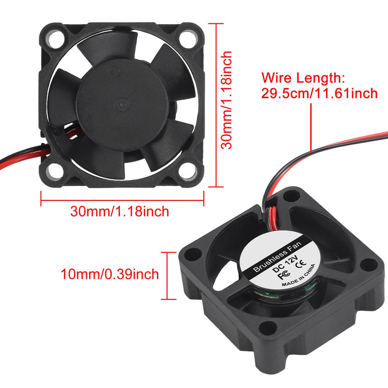 6pcs 3010 12V DC Brushless Cooling Fan 30x30x10mm Mini Quiet Cooling Fan for DIY 3D Printer Extruder Hotend V6 V5 Computer Fan 3010 DC 12V