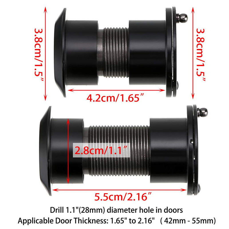 Sumnacon Large Door Viewer 220-degree with Heavy Duty Rotating Privacy Cover, Solid Brass Security Peephole for 1.65" to 2.16" Doors for Home Office Hotel, Black 28mm
