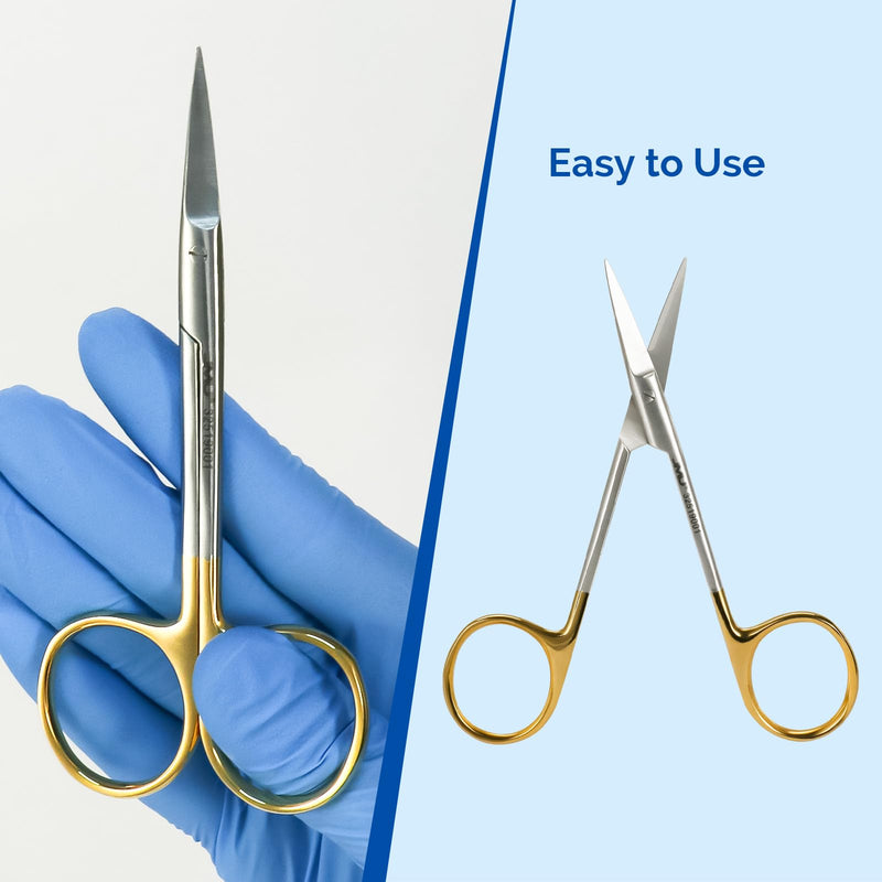 JMU Iris Micro Dissecting Scissors 4.5" Straight, Stainless Steel Surgical Gum Tissue Scissors with Gold Ring, for Trimming Gum Tissue During Dental Procedure 1