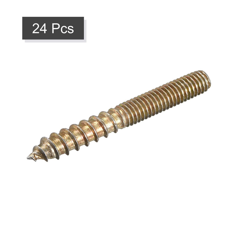 uxcell M6x50mm Hanger Bolts, 24pcs Double Ended Thread Dowel Screws for Wood Furniture Connecting
