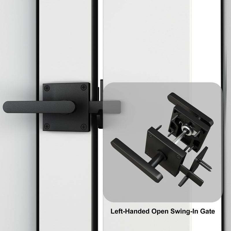 Sdstone Double Side Gate Latch,Heavy Duty Swinging Door Latch Gate Hardware for Wooden Fence,Gate Hardware for Left Inswing Outdoor Wooden Gates, Pool Gate, Backyard, Garden GL-1 left inswing gate