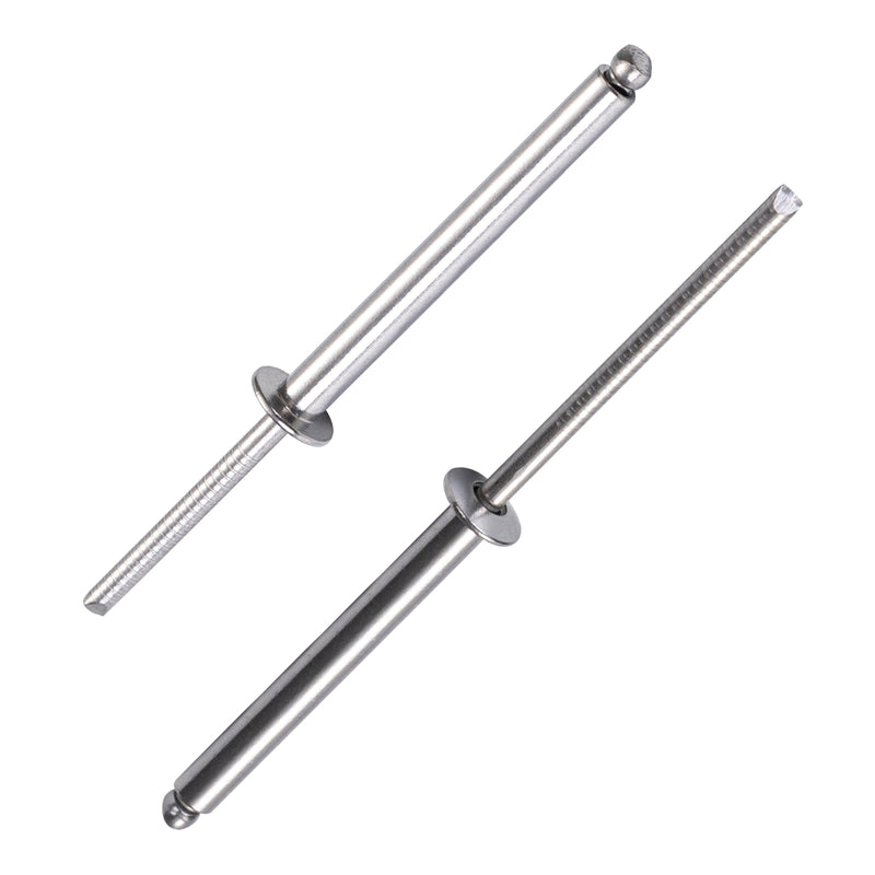 30Pcs Stainless Steel Extra Long Blind Rivets, Long-Shaft Split Rivets, Extended Length, Corrosion-Resistant, Tensile & Shear Strength High (3/16"x2") 3/16"x2"