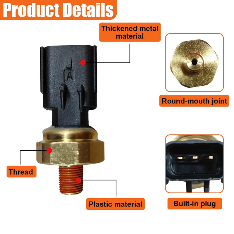 Engine Oil Pressure Sensor Sender Switch, Transmission Oil Sending Unit Socket Replace OEM #5149064AA, 5149062AA, 56028807AB, Fit for Chrysler, Dodge, Ram (Black) Black