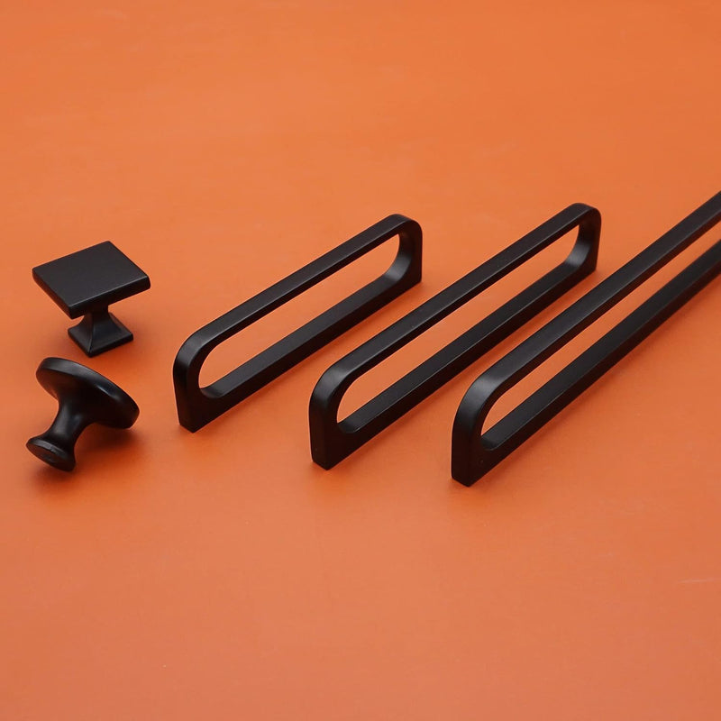 Unique Cabinet Pulls Handle Modern Square Black Drawer Knob Pull Bathroom Drawer Knob Hardware (4, 6.3" Hole Centers) 4