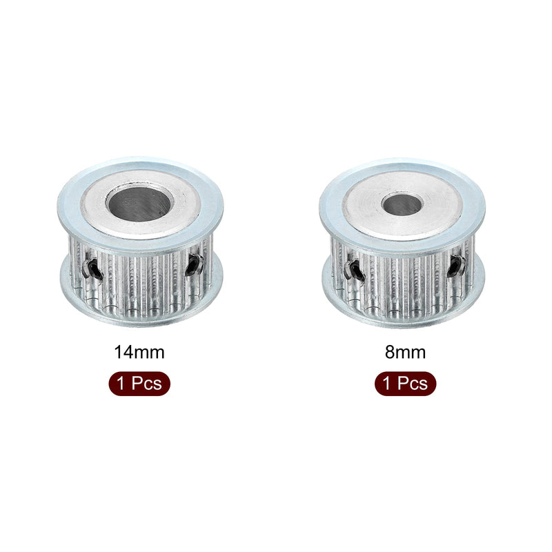MECCANIXITY Aluminum 8mm and 14mm Bore 20 Teeth 5mm Pitch Timing Belt Pulley for 15mm Belt, Pack of 2
